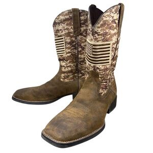 Ariat Sport Patriot Western Boot Men’s Suede Digital Camo Desert Size 14 D Flag